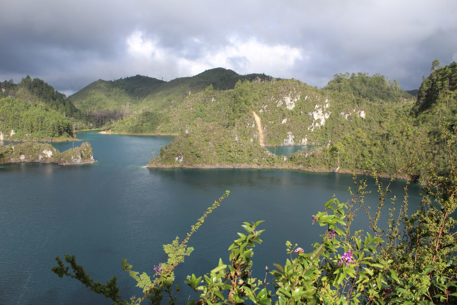 Cinco
          Lagoon which is located in a Mexican National Park. Behind the
          lake in the first picture is Guatemala.