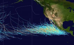 Pacific hurricane tracks 1980-2005