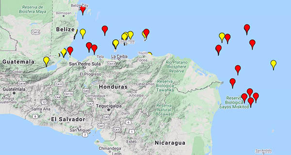 Area of mayor incidents as compiled from CSSN - Caribbean Safety and Security Net