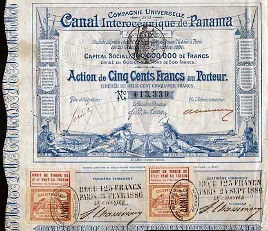 French Panama Canal Bond Certificate - 1880