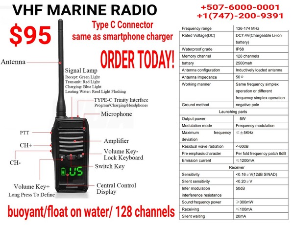 SPECIAL OFFER FOR YOUR MEMBERS IN PANAMA FLOATING & WATERPROOF HANDHELD VHF ON SALE NOW THRU MAY 31ST 