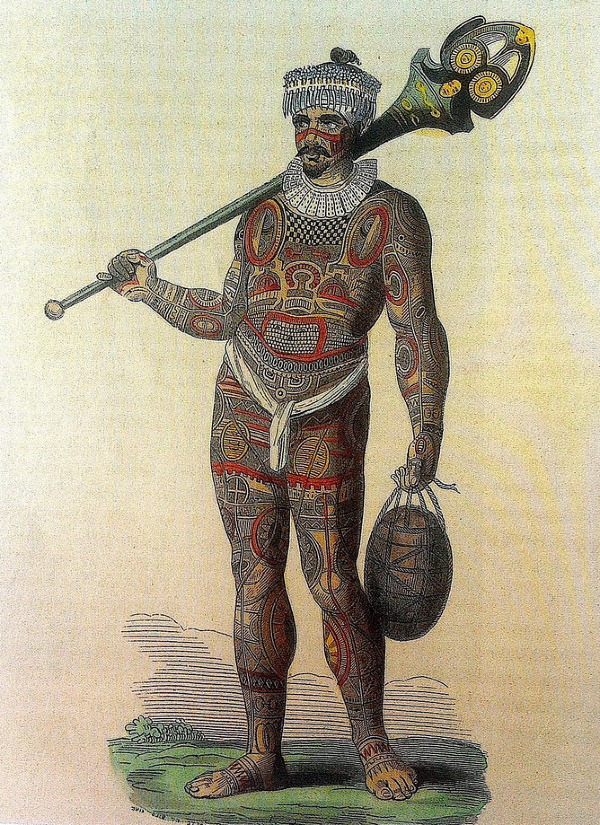 attooed Marquesan Warrior.